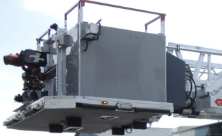 Cobra platform with telescoping handrails